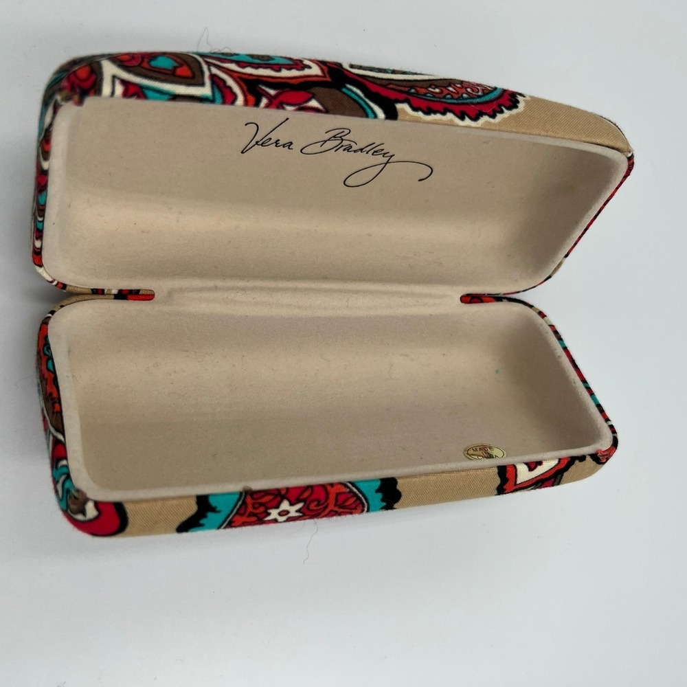 Vera Bradley Eyeglass Case Women OS Tan Red Paisley Very Good Hard Shell Case - Picture 5 of 5